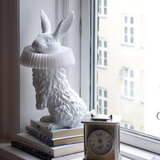 Whimsical Rabbit Animal Figurine Table Lamp with Ruffle Collar and LED Illumination for Modern Interiors