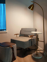Rani Modern Tall Floor Lamp with Integrated Marble Tray and Metal Frame