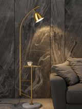Rani Modern Tall Floor Lamp with Integrated Marble Tray and Metal Frame