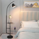 Rani Modern Tall Floor Lamp with Integrated Marble Tray and Metal Frame