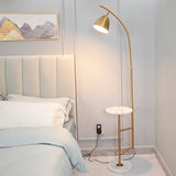 Rani Modern Tall Floor Lamp with Integrated Marble Tray and Metal Frame