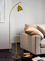 Rani Modern Tall Floor Lamp with Integrated Marble Tray and Metal Frame