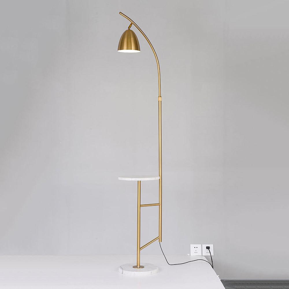 Rani Modern Tall Floor Lamp with Integrated Marble Tray and Metal Frame