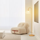 Handwoven Rattan Arched Floor Lamp Modern Beige Standing Light for Living Room