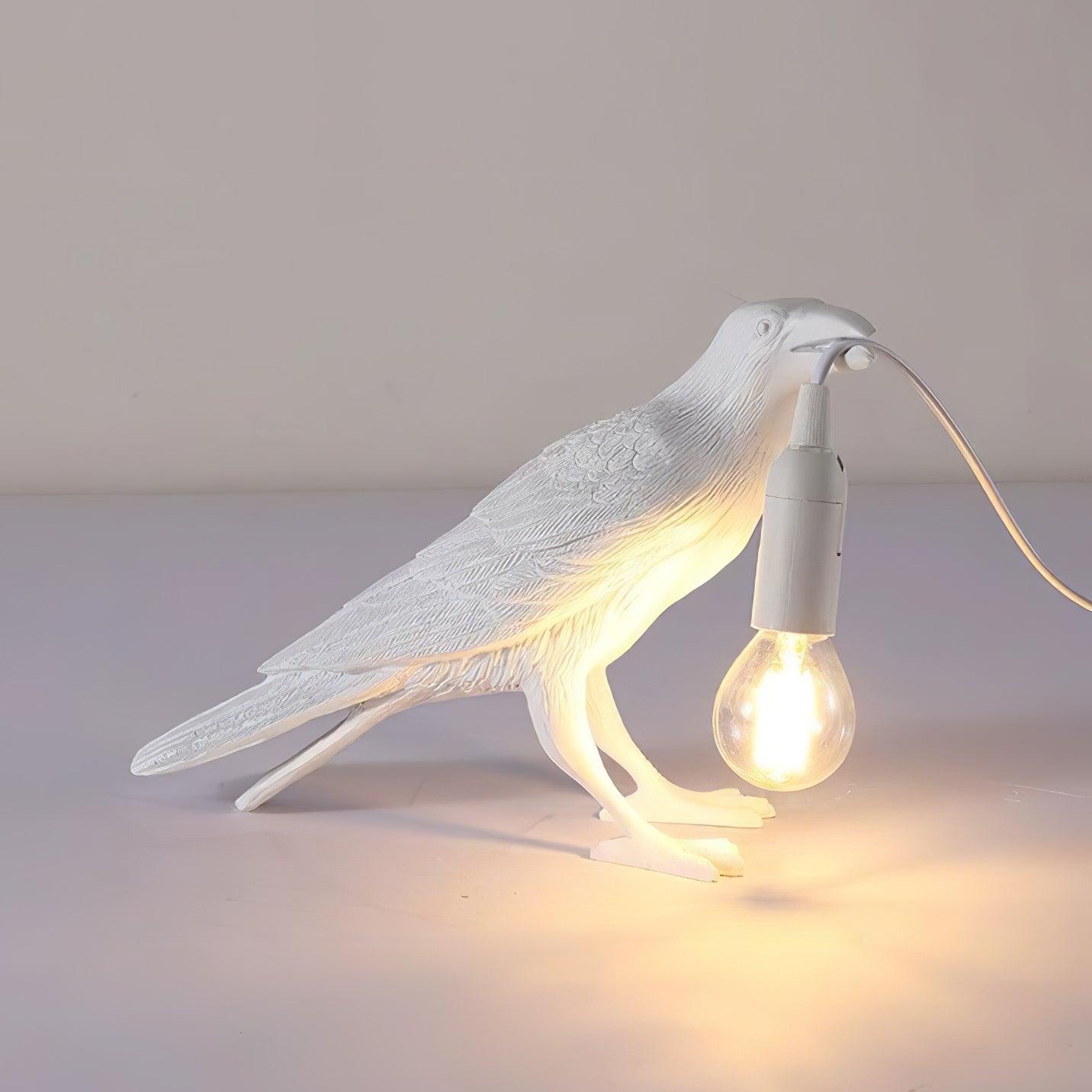 Artistic Raven Bird Table Lamp Resin Sculpture Desk Light with Edison Bulb Socket