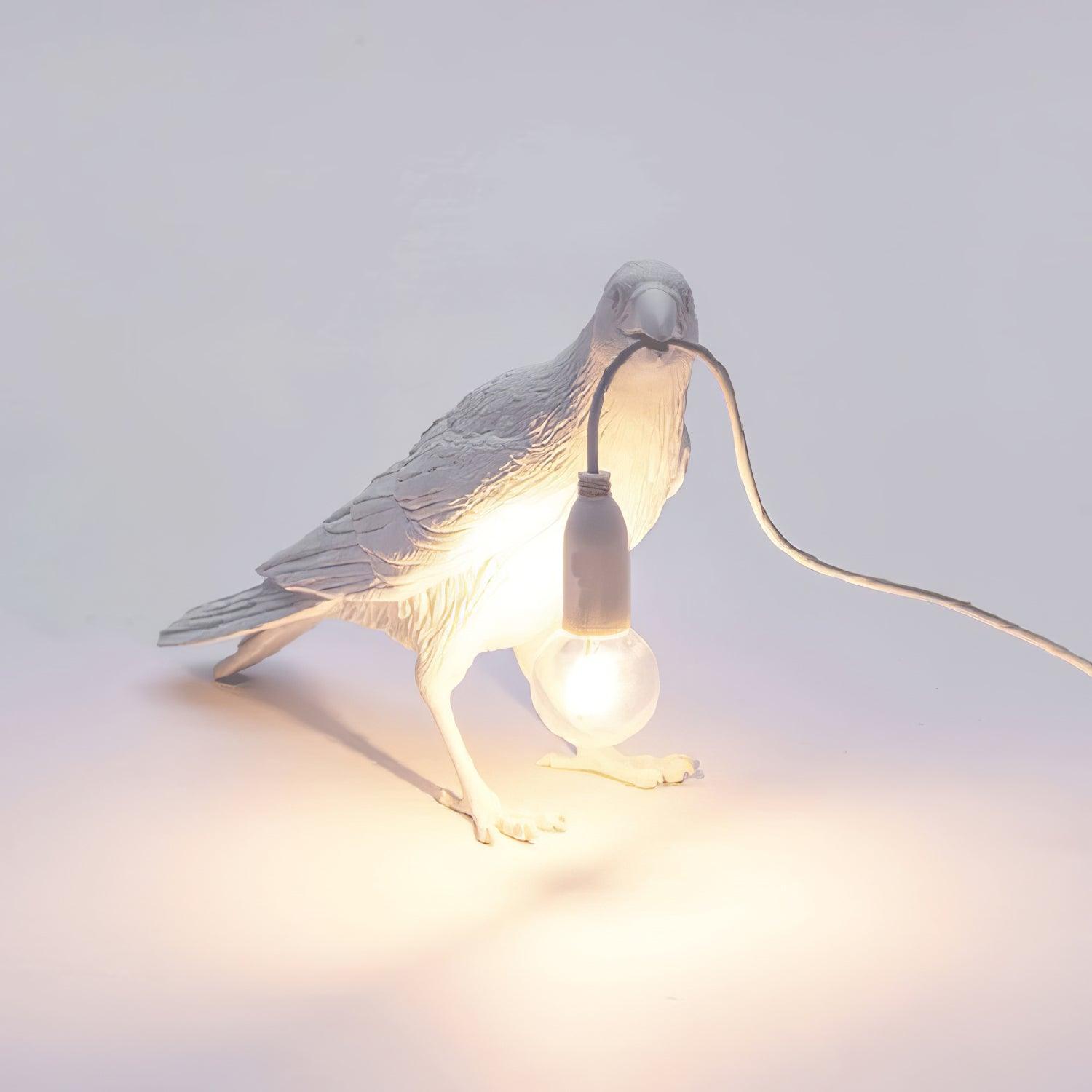 Artistic Raven Bird Table Lamp Resin Sculpture Desk Light with Edison Bulb Socket