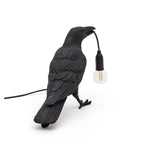 Artistic Raven Bird Table Lamp Resin Sculpture Desk Light with Edison Bulb Socket