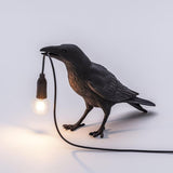 Artistic Raven Bird Table Lamp Resin Sculpture Desk Light with Edison Bulb Socket