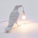 Artistic Raven Bird Table Lamp Resin Sculpture Desk Light with Edison Bulb Socket