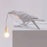 Artistic Raven Bird Table Lamp Resin Sculpture Desk Light with Edison Bulb Socket