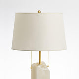 Natural Alabaster Table Lamp with Tapered Linen Shade Modern Bedside Reading Light