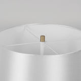 Natural Alabaster Table Lamp with Tapered Linen Shade Modern Bedside Reading Light