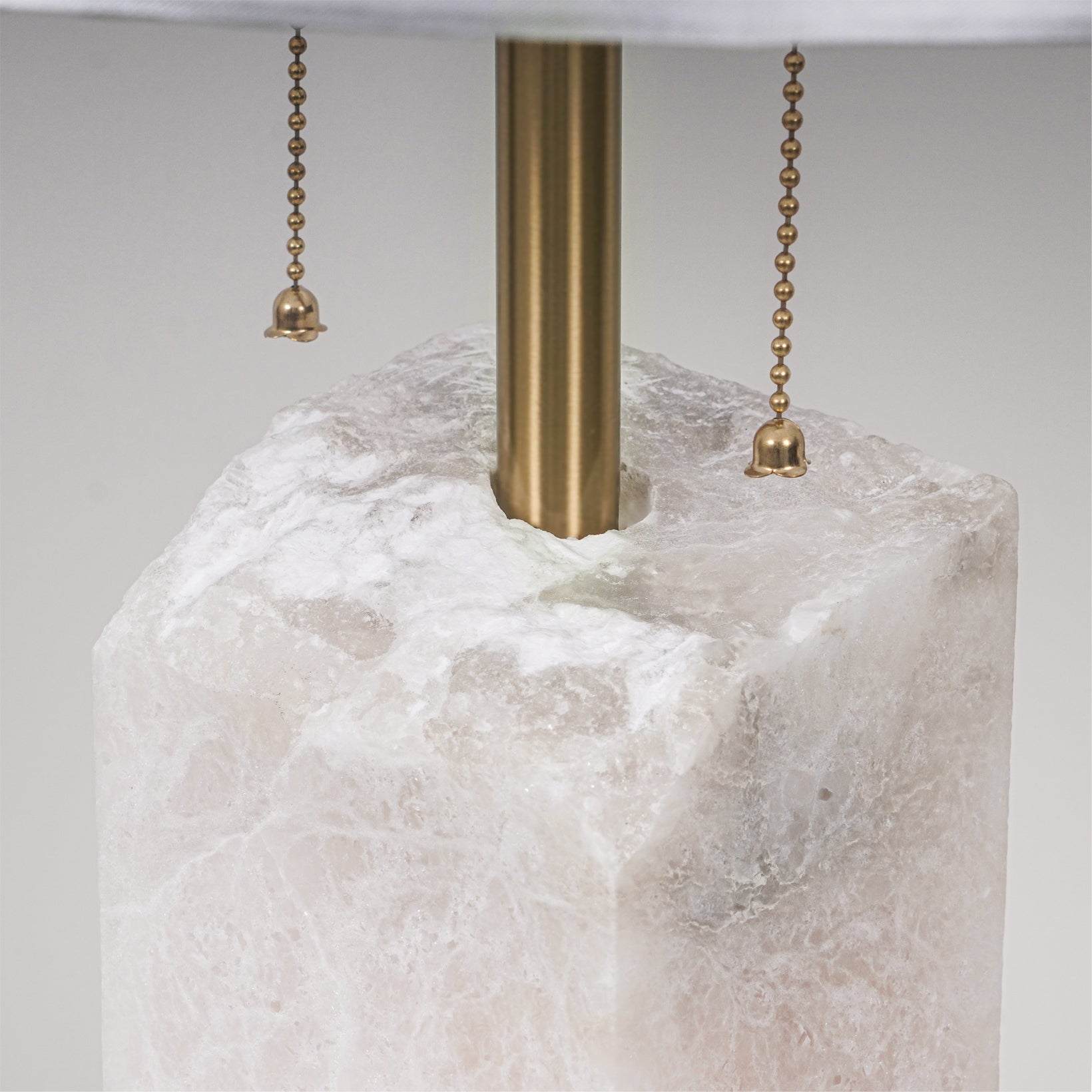 Natural Alabaster Table Lamp with Tapered Linen Shade Modern Bedside Reading Light