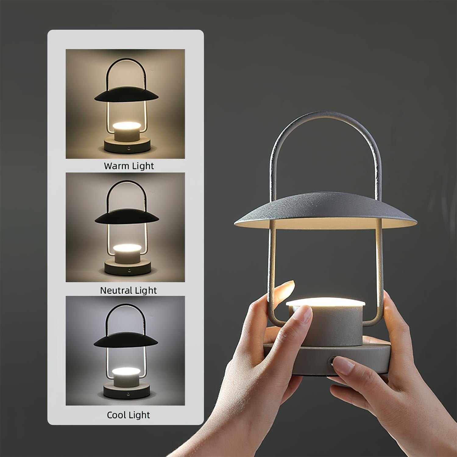 Portable Rechargeable LED Accent Lamp with Metal Shade for Modern Indoor Lighting