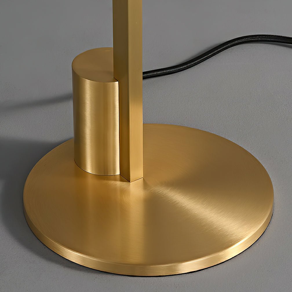 Minimalist Linear Brass Table Lamp with Integrated LED Tubular Glass Shade