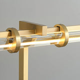 Minimalist Linear Brass Table Lamp with Integrated LED Tubular Glass Shade