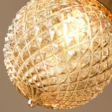 Reeded Glass Globe Flush Mount Ceiling Light Antique Brass Indoor Lighting