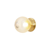 Reeded Glass Globe Flush Mount Ceiling Light Antique Brass Indoor Lighting