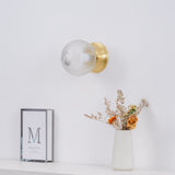 Reeded Glass Globe Flush Mount Ceiling Light Antique Brass Indoor Lighting