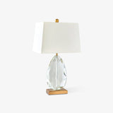 Elegant Regal Crystal Table Lamp Modern Nightstand Light with Fabric Shade