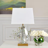 Elegant Regal Crystal Table Lamp Modern Nightstand Light with Fabric Shade