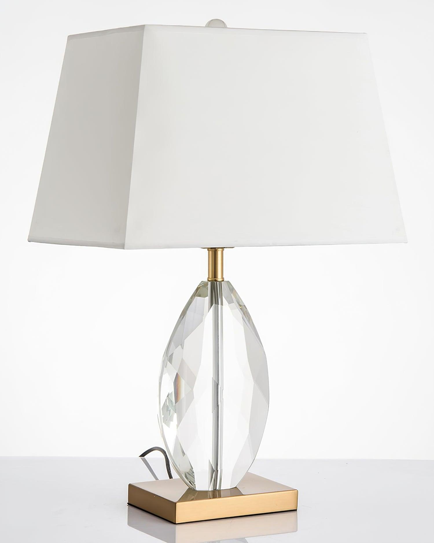 Elegant Regal Crystal Table Lamp Modern Nightstand Light with Fabric Shade