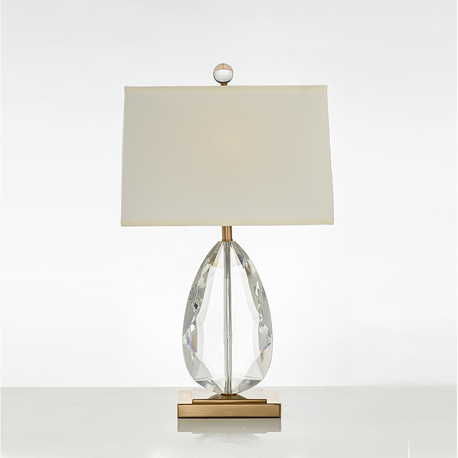 Elegant Regal Crystal Table Lamp Modern Nightstand Light with Fabric Shade