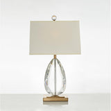 Elegant Regal Crystal Table Lamp Modern Nightstand Light with Fabric Shade