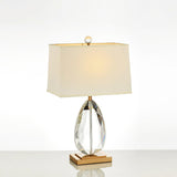 Elegant Regal Crystal Table Lamp Modern Nightstand Light with Fabric Shade
