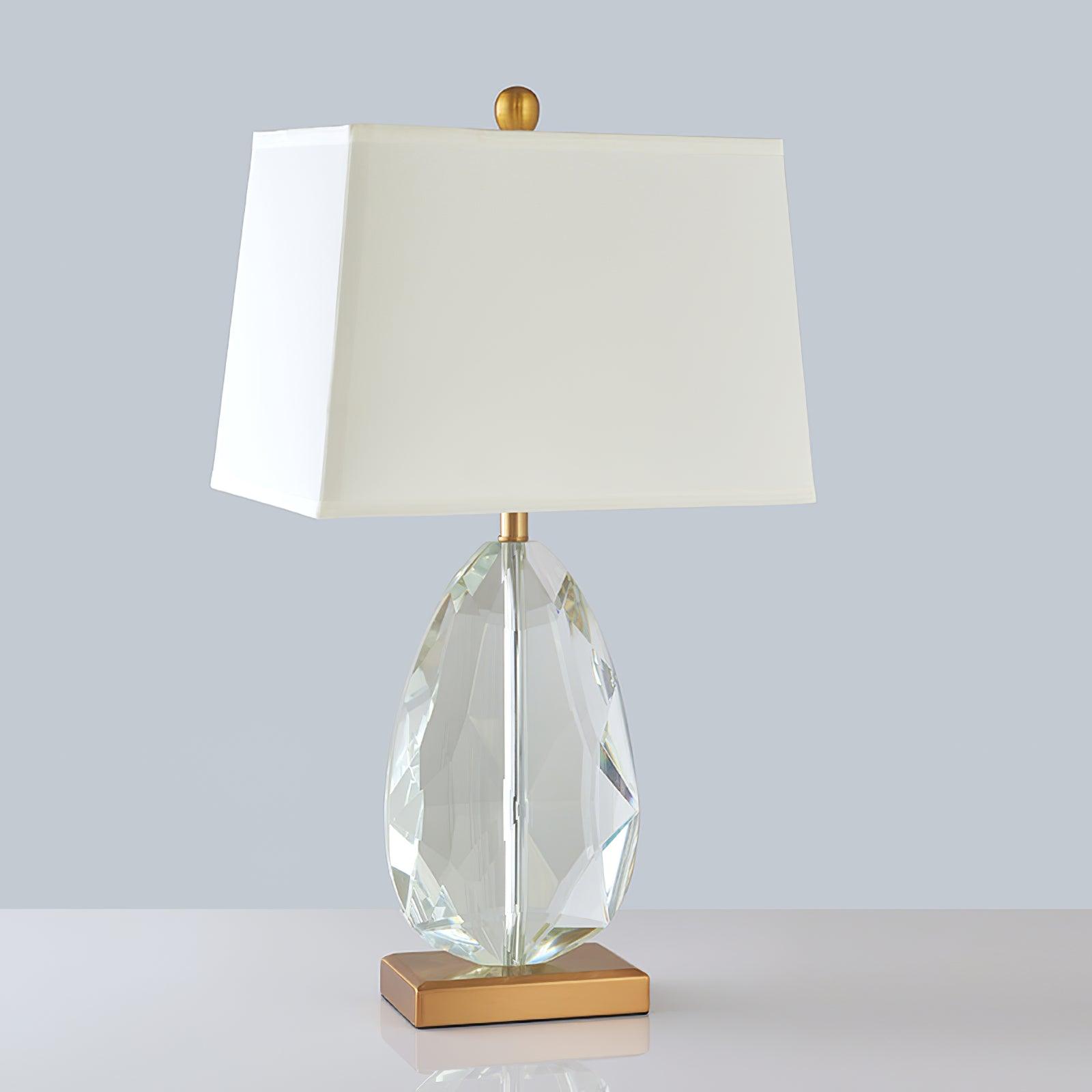 Elegant Regal Crystal Table Lamp Modern Nightstand Light with Fabric Shade
