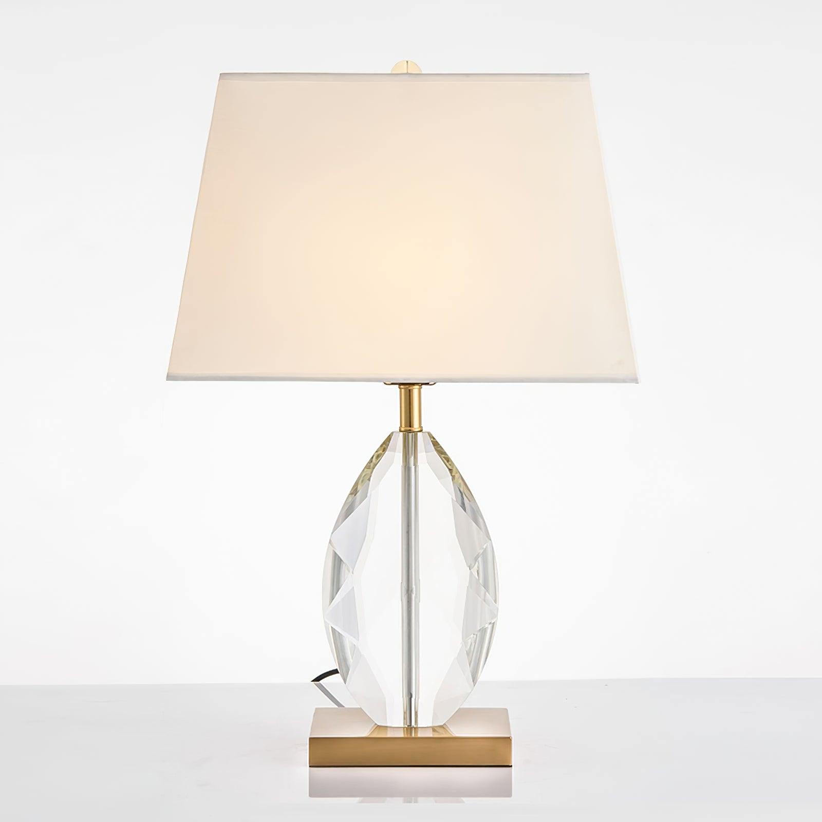 Elegant Regal Crystal Table Lamp Modern Nightstand Light with Fabric Shade