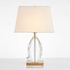 Elegant Regal Crystal Table Lamp Modern Nightstand Light with Fabric Shade