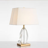 Elegant Regal Crystal Table Lamp Modern Nightstand Light with Fabric Shade