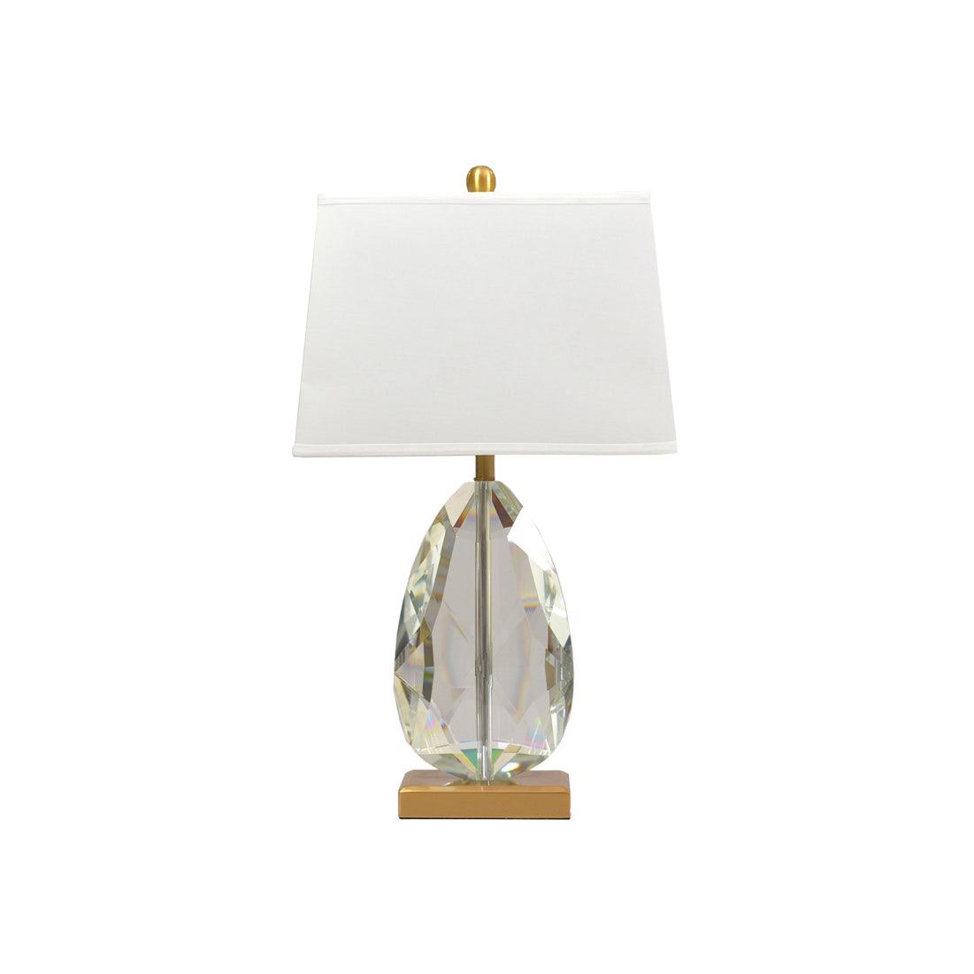 Elegant Regal Crystal Table Lamp Modern Nightstand Light with Fabric Shade