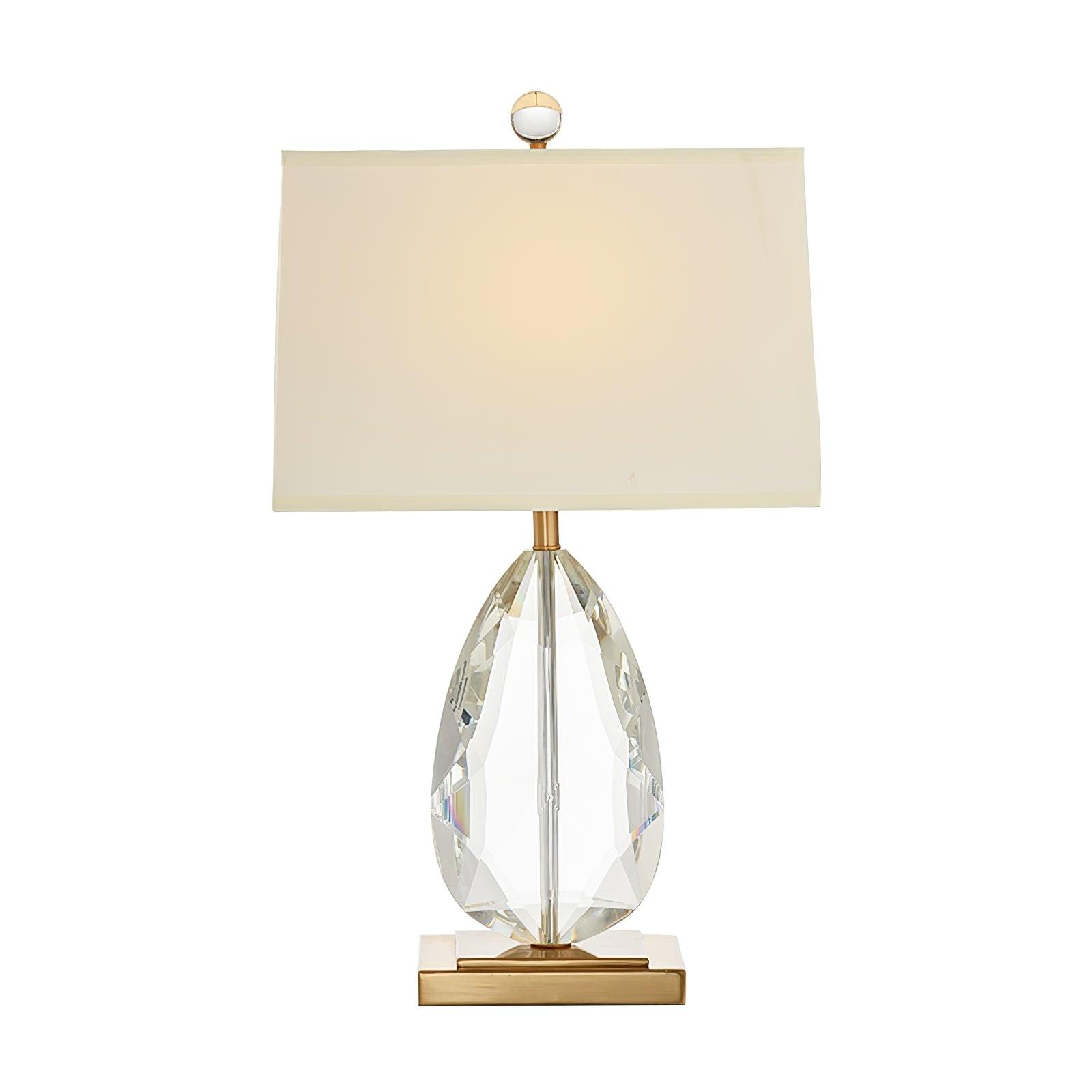 Elegant Regal Crystal Table Lamp Modern Nightstand Light with Fabric Shade