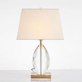 Elegant Regal Crystal Table Lamp Modern Nightstand Light with Fabric Shade