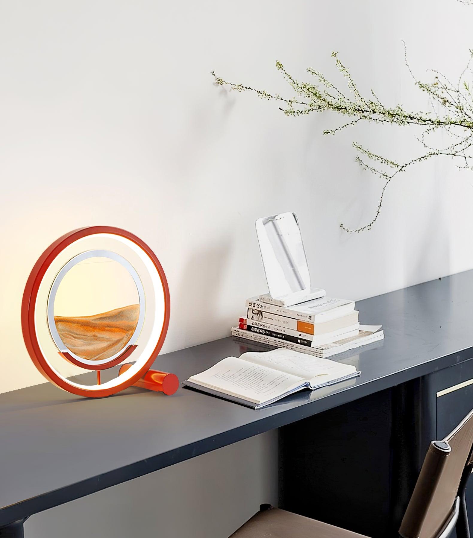 3D Moving Sand Landscape Table Lamp with Built in Battery and Adjustable LED Lighting for Home Decor