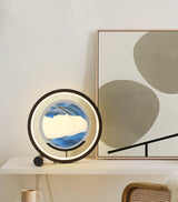 3D Moving Sand Landscape Table Lamp with Built in Battery and Adjustable LED Lighting for Home Decor