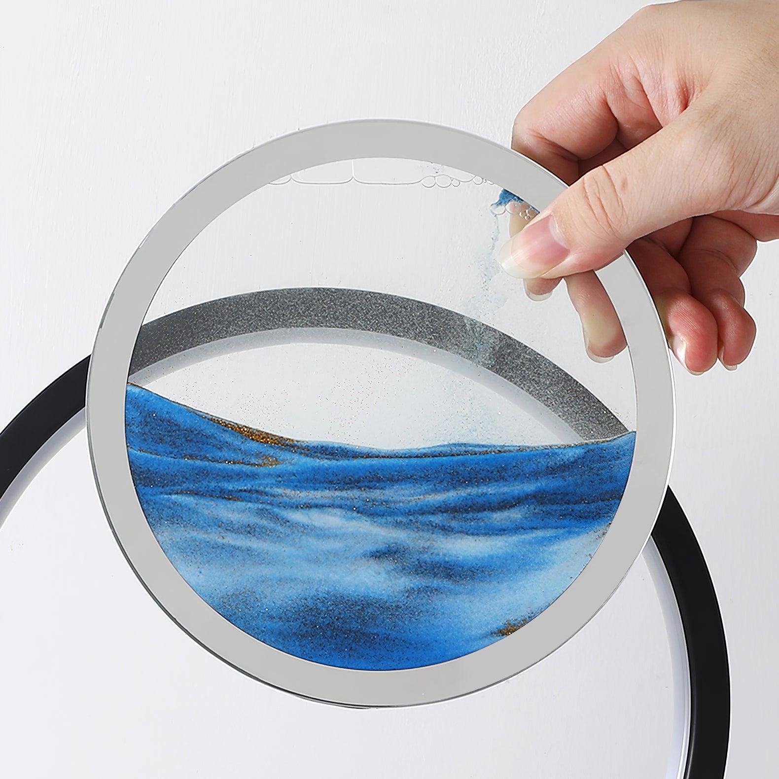 3D Moving Sand Landscape Table Lamp with Built in Battery and Adjustable LED Lighting for Home Decor