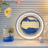 3D Moving Sand Landscape Table Lamp with Built in Battery and Adjustable LED Lighting for Home Decor