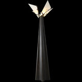 Modern LED Standing Lamp with Natural Alabaster Shade and Sleek Black Metal Body