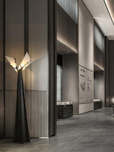 Modern LED Standing Lamp with Natural Alabaster Shade and Sleek Black Metal Body