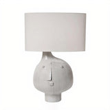 Modern Artistic Resin Table Lamp with White Fabric Shade Handcrafted Blue and White Desk Lighting