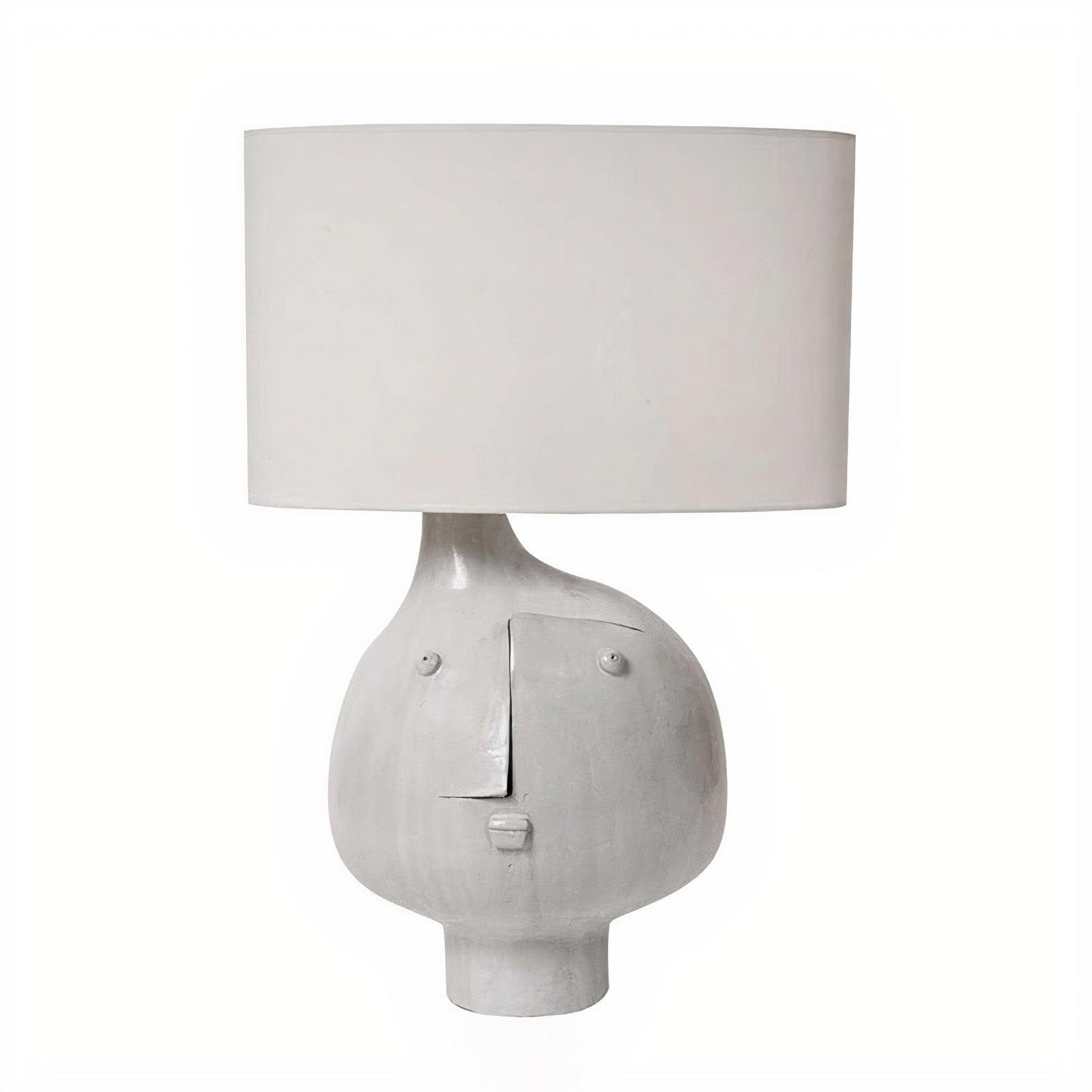 Modern Artistic Resin Table Lamp with White Fabric Shade Handcrafted Blue and White Desk Lighting