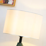 Modern Artistic Resin Table Lamp with White Fabric Shade Handcrafted Blue and White Desk Lighting