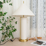 Modern Remi Linen Table Lamp with Gold Base and Beige Fabric Shade for Bedside Lighting
