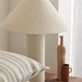 Modern Remi Linen Table Lamp with Gold Base and Beige Fabric Shade for Bedside Lighting