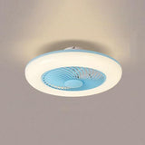 Modern 22 Inch Round Flush Mount Enclosed Ceiling Fan with Remote Control LED Light