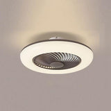 Modern 22 Inch Round Flush Mount Enclosed Ceiling Fan with Remote Control LED Light