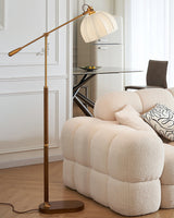 vintage-pleated-fabric-standing-lamp-with-polished-wood-base-for-living-room